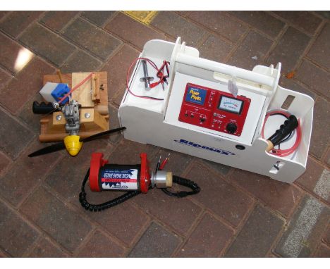 A Ripmax field box for model aircraft, with control panel and related items, together with a model aircraft OS 4 stroke engin