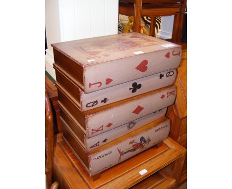 A novelty chest of drawers taking the form of playing cards - width 46cm 