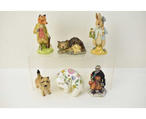 Six collectable figures comprising a Beswick 'Good King Wenceslas' HN3262, height 10.5cm, Royal Albert 1988 Beatrix Potter 'M