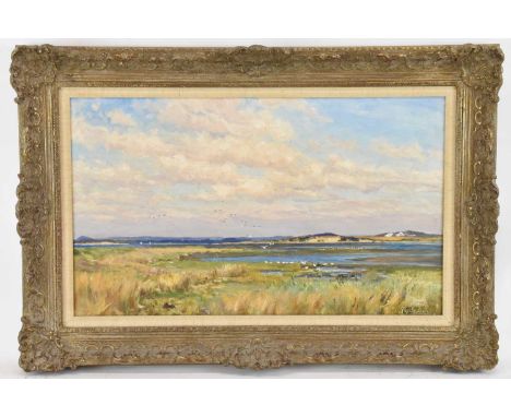 FREDERICK WILLIAM WHITEHEAD (1853-1938); oil on canvas, 'Poole Harbour', signed lower right and with handwritten label verso,