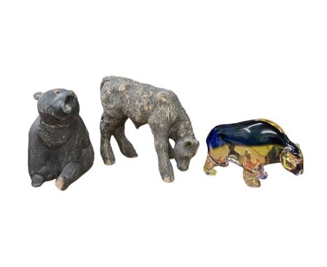 MURANO; an art glass figure of a bear, with sticker verso 'Archimede Seguso Murano, Made in Italy', with indistinct signature