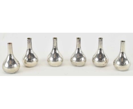 DANSK DESIGNS; a set of six Danish silver plated onion vases, each height 6cm (6).