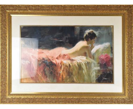 † GIUSEPPE DANGELICO PINO DAENI (1939-2010); a signed limited edition print, 'Reclining Nude, Soft Light', numbered 171/295, 