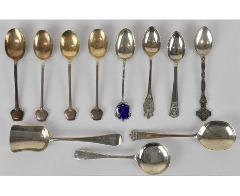 WALKER &amp; HALL LTD; a set of four hallmarked silver coffee spoons, Sheffield 1957, an Edward VII hallmarked silver sugar s