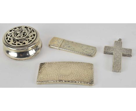 An Edward VII hallmarked silver card case, with hammered decoration, Birmingham 1905, 8 x 4cm, an Edward VII hallmarked silve
