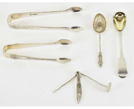 Two pairs of hallmarked silver sugar tongs, one by John Round &amp; Son, Sheffield 1897, length 12.7cm, the other Sheffield, 