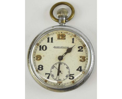 JAEGER-LECOULTRE; a WWII military issue General Service Trade Pattern open face pocket watch, the white painted dial set with
