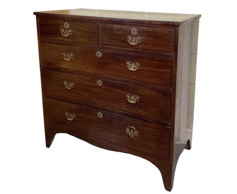 A 19th century mahogany chest of two short over three long drawers, with brass handles, on bracket feet, width 100cm, depth 5