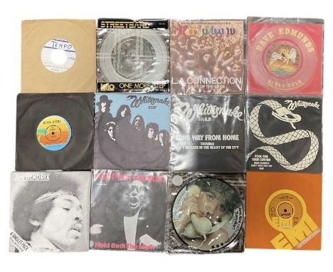 A collection of twelve assorted vinyl singles including Jimi Hendrix 6 Singles Pack Special Limited Edition, The Pink Parker 