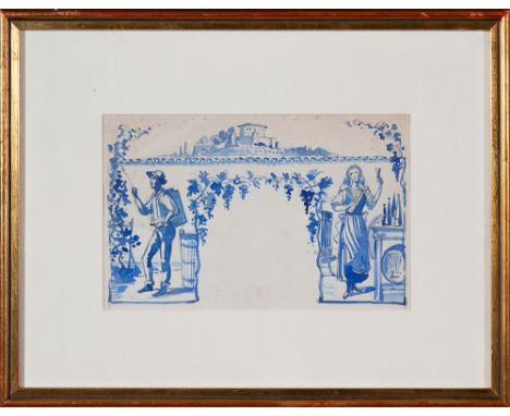 Clemente del Neri (Gorizia, 7 July 1865-2 January 1943) "Allegory" Mixed technique drawing on paper cm 15,5 x 24,5 in frame a