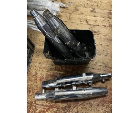 Two pairs of Harley Davidson exhaust pipes 