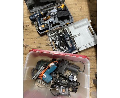 A large selection of assorted power tools (untested), shipping unavailable