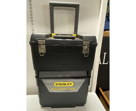 A Stanley mobile work centre with contents of tools etc, shipping unavailable
