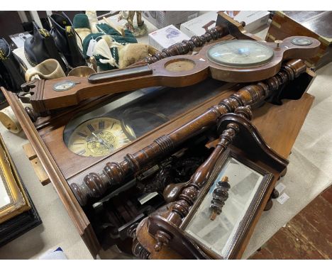 A Vienna style wall clock and barometer, a/f shipping unavailable