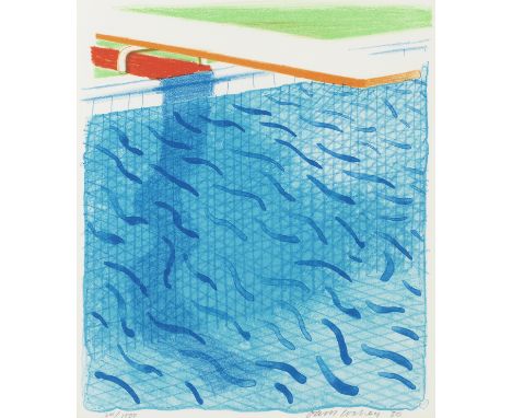 David Hockney R.A. (British, born 1937)Pool Made with Paper and Blue Ink for Book (M.C.A. Tokyo 234) Lithograph in colours, 1