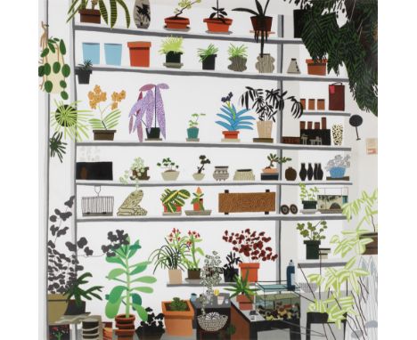 Jonas Wood (American, born 1977)Large Shelf Still Life Offset lithographic poster in colours, 2017, on wove paper, stamped wi