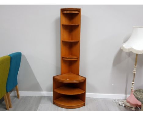 LARGE TEAK 5 SHELF CORNER UNIT