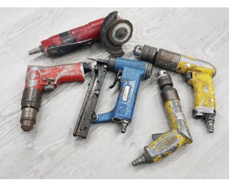 5 AIR TOOLS INCLUDES 3 DRILLS STAPLER GUN AND GRINDER AF