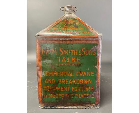 A Mrs M Smith &amp; Sons of Talke Garage, Talke, Stoke on Trent Lubricating Oil gallon pyramid can.