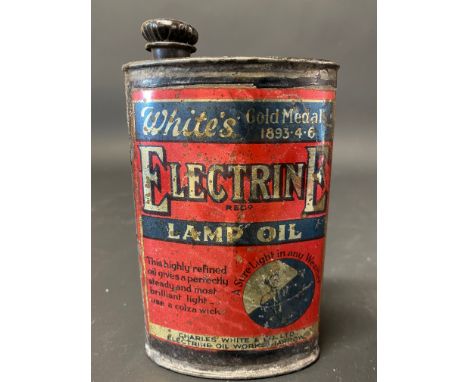 A White's Electrine Lamp Oil oval can in good condition.