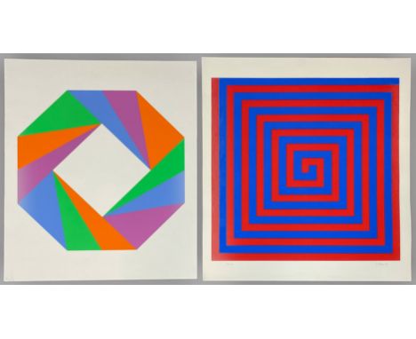Max BILL (1908 - 1994) zugeschrieben. Geometrische Komposition.Circa 61 cm x 51,5 cm. Unsigniert. Dazu eine weitere Graphik. 