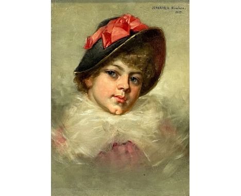 JAMES EMERY MAXFIELD (1848 Detroit - ?). Portrait einer jungen Dame mit Hut.Circa 30 cm x 22 cm ohne Rahmen. Circa 35,5 cm x 