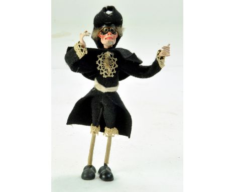 Antique Doll, well preserved ceramic and cloth based vintage, likely Venetian, carnival figure. An unusual eclectic example t