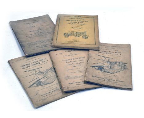Various vintage tractor manuals comprising McCormick Deering Binders etc.