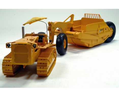 First Gear 1/25 Impressive Super Detailed CAT D9 Crawler Tractor with CAT Scraper No Box/Boxes but complete and excellent. No
