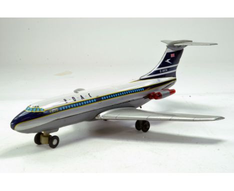 Marx Toys Tinplate Battery Operated BOAC VC10 Toy Plane made in Japan, G-ARTA to tail, in white, blue and silver. Lovely exam