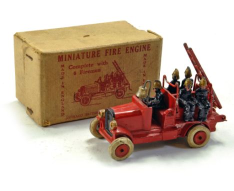 Johillco Fire Engine. Early issue is finished in red including hubs with white tyres  in addition to 5 Fireman figures. A wel
