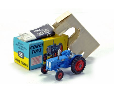 Corgi No. 55 Fordson Power Major Tractor with blue body and hard to find red plastic hubs. Outstanding example is excellent t