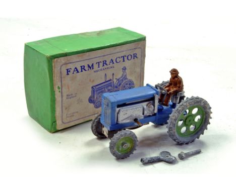 Charbens Vintage Mechanical Farm Tractor in Blue. Clockwork version is exceedingly scarce even more so in blue. The Toy is co