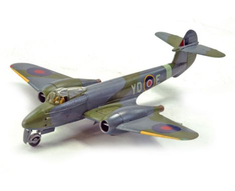 Large Hand Built Plastic Model Aircraft. Gloster Meteor. Some light damage likely expected due to fragile nature but displays