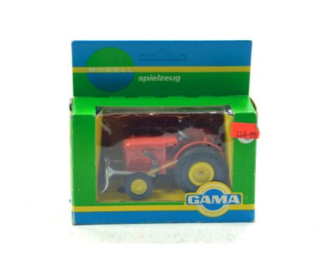 Gama Germany 1/43 Fiat 25R Tractor with Blade.  Looks to be near mint, likely to have not been previously unboxed nor display