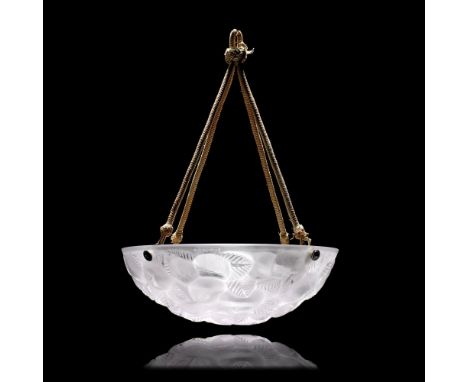 René Lalique'Lausanne' ceiling light, designed 1929Clear glass, frosted and polished.38cm diameterMoulded R.LALIQUE FRANCE.Fo