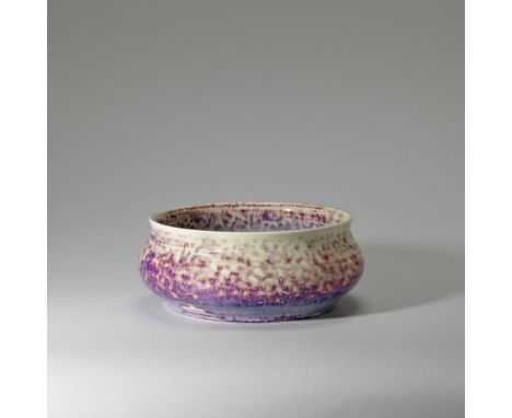 Ruskin PotteryBowl, model no. 38, 1925Stoneware, high-fired flambé glaze.9cm high, 22cm diameterProduced by Ruskin Pottery, W