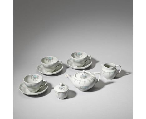 Eric Ravilious'Travel' teaset for three, circa 1938Earthenware, transfer-printed travel designs. Comprising a teapot, creamer