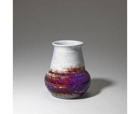 Ruskin PotteryVase, model no. 54, 1927Stoneware, high-fired flambé glaze.12.5cm highProduced by Ruskin Pottery, West Smethwic