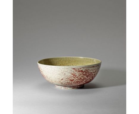 Ruskin PotteryBowl, model no. 40, 1925Stoneware, mottled high-fired flambé glaze.9.4cm high, 23cm diameterProduced by Ruskin 