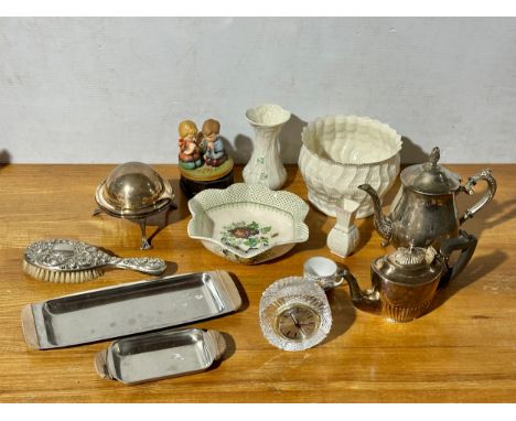 A job lot of pottery etc. danish serving trays, Mason’s bowl, Belleek bowl and vase etc
