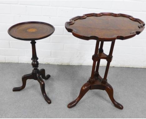 Mahogany pedestal wine table and another with moulded edge, tallest 57 x 46cm (2) 