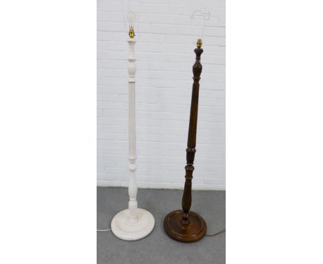 Mahogany standard lamp and another white painted standard lamp, tallest 145cm (2)