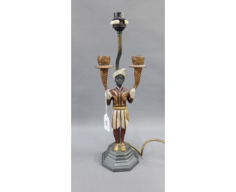 Spelter candelabra table lamp base, 40cm high 