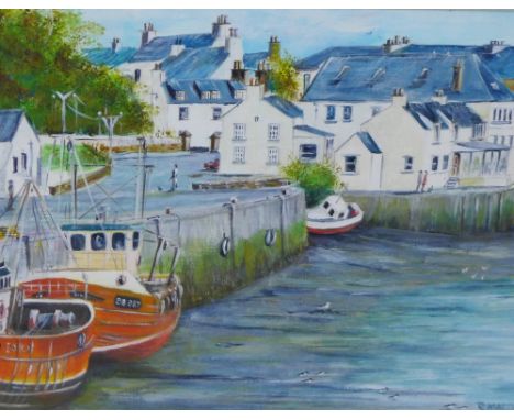 R. Martin,  Harbour Scene,  acrylic, signed,  in a glazed frame, 35 x 25cm 