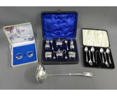 Mixed Epns wares to include flatwares, ladle and cruet set, etc (a lot) 