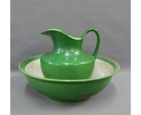 Mixed lot of 19th and 20th century pottery and porcelains to include basin and ewer sets, serving dish, Buchan Pottery  jug, 