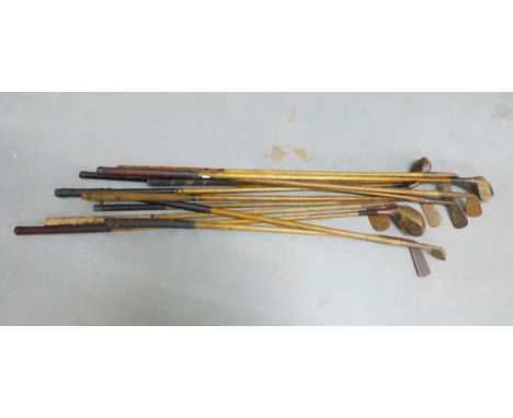 A collection of twelve vintage hickory shafted golf clubs (12) 