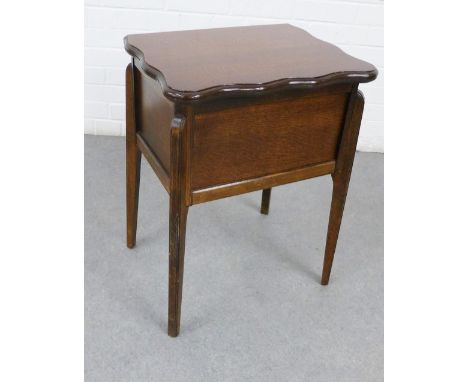 Early to mid 20th century oak sewing table with card table swivel top, 63 x 47cm 