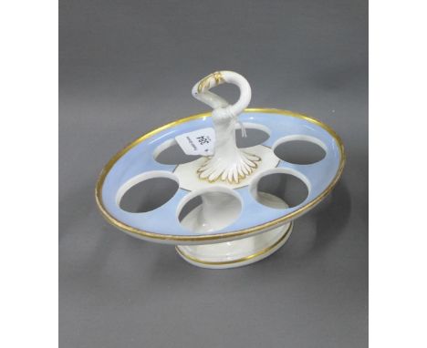 19th century Spode porcelain egg stand, 15cm high 